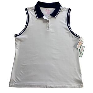 LILLIE GREEN WOMEN’S LARGE Rib Trim Sleeveless Polo Shirt